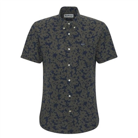 Barbour Sidmouth Printed S/S Tailored Fit Shirt - Navy - L