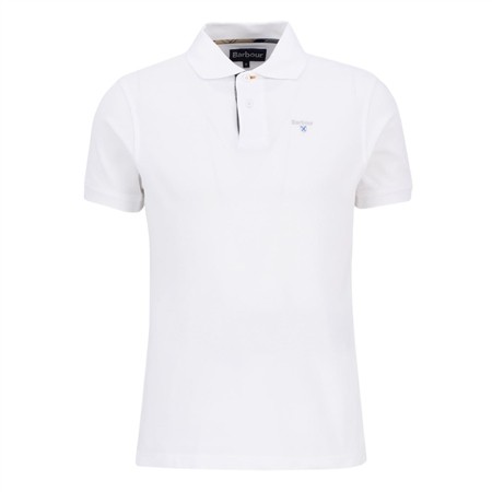 Barbour Tartan Pique Polo Shirt - White - XL