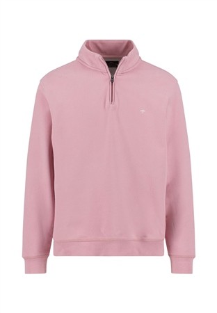 Fynch Hatton Cotton Sweatshirt with Troyer Collar - Pink - L