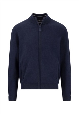 Fynch Hatton Woven Zip Cardigan - Navy - 2XL