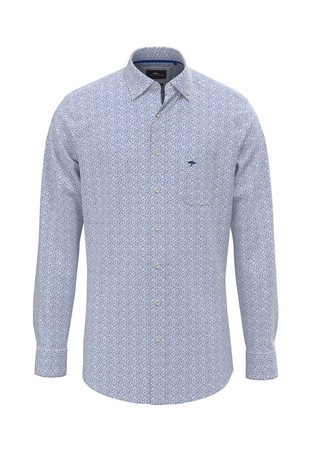 Fynch Hatton Flower Print Mix Shirt  - Blue - M