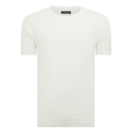 Remus Uomo Slim Fit Wafffle Knitted Crew Neck T-shirt - White - L