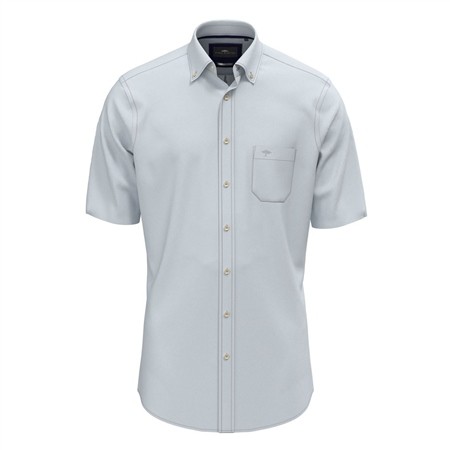 Fynch Hatton Classic Solid Slub Short Sleeve Shirt - Grey - XL