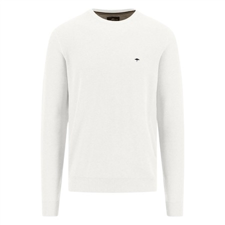 Fynch Hatton Fine Cotton Crew Neck Sweater  - White - XL