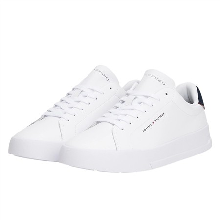 Tommy Hilfiger Contrast Heel Court Trainers - White - 46
