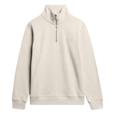 Superdry Essential Logo Henley Half Zip Sweatshirt - Beige - S