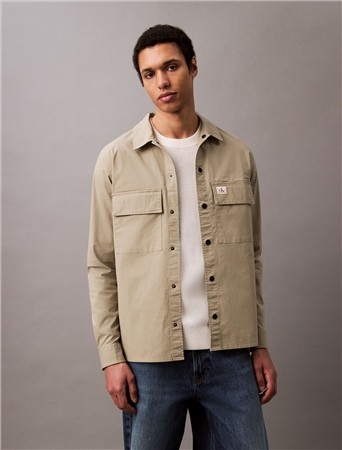 Calvin Klein Jeans Cargo Cotton Ripstop Overshirt - Beige - S