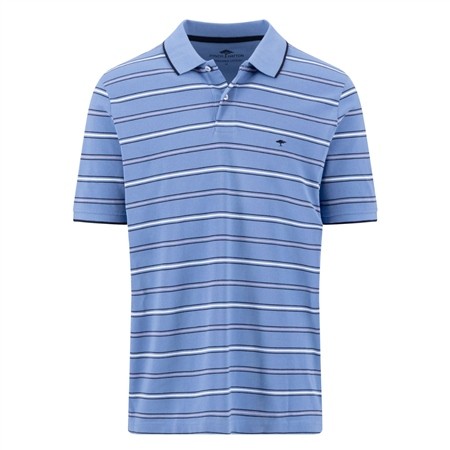 Fynch Hatton Striped Cotton Polo Shirt - Blue - L