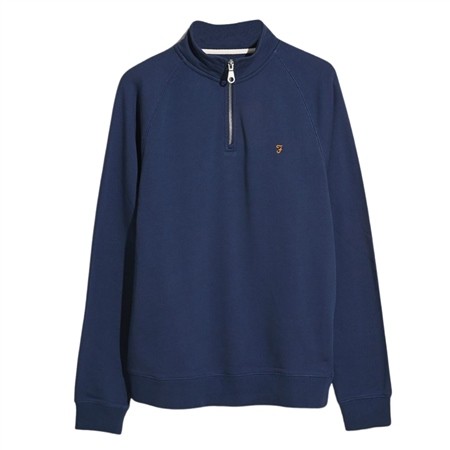 Farah Jim Organic Cotton 1/4 Zip Sweatshirt - DK Navy - M