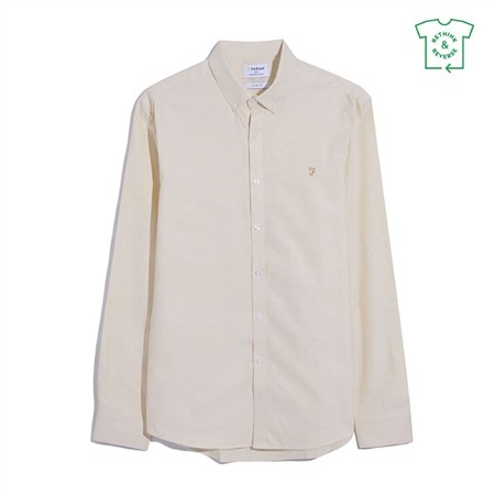 Farah Brewer Slim Fit Organic Cotton Oxford Shirt - Beige - S