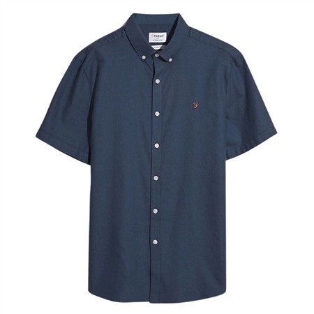 Farah Brewer Short Sleeve Oxford Shirt - Navy - M