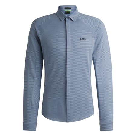 Boss Knitted Cotton Pique Shirt - Blue - M