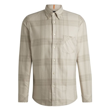 Boss Rickert Cotton Flannel Shirt - Beige - L