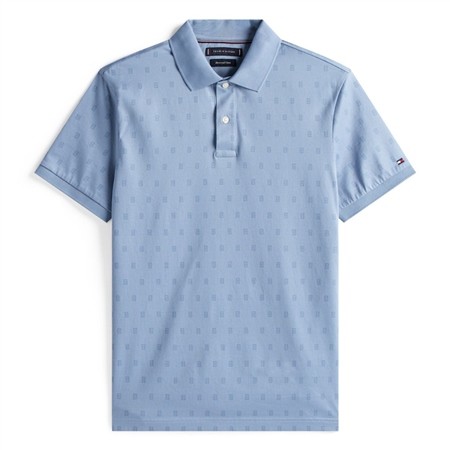 Tommy Hilfiger Aop Interlock Regular Polo Shirt - Sky Blue - L