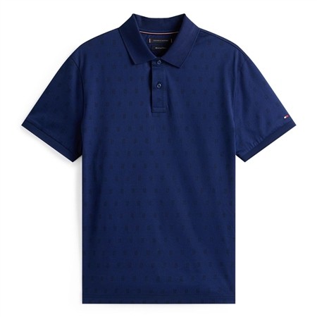 Tommy Hilfiger Aop Interlock Regular Polo Shirt - Navy - XL