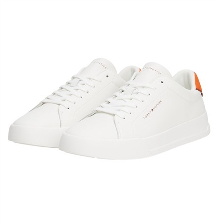Tommy Hilfiger Contrast Heel Court Trainers - White/Yellow - 45