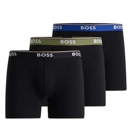 Boss 3 Pack Stretch-Cotton Boxer Briefs - Black - S