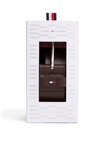 Tommy Hilfiger Denton Flag Logo Leather Belt 4.0 - Brown - 95