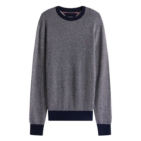 Tommy Hilfiger Herringbone Knit Jumper With Cashmere - Navy - 2XL