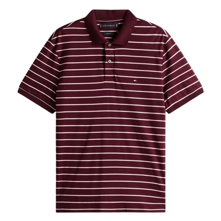 Tommy Hilfiger Liquid Cotton Interlock Knit Striped Polo Shirt - Wine - L