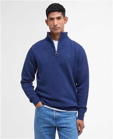 Barbour Essential Lambswool Half Zip Knit Jumper - Blue - XL