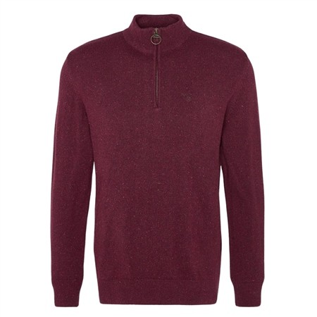 Barbour Essential Tisbury Half Zip Knitted Jumper - Wine - XL