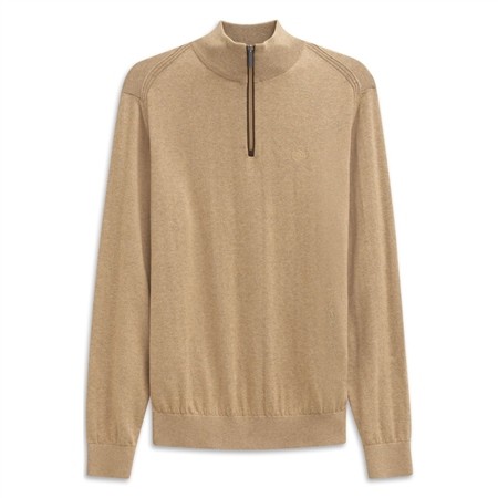 Bugatti 1/4 Zip Sweater with Cashmere - Beige - XL