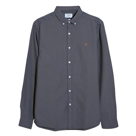 Farah Brewer Organic Cotton Oxford Shirt - Grey - S
