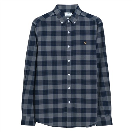 Farah Brewer Organic Check Shirt - Blue - XL