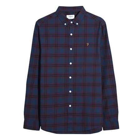 Farah Brewer Organic Check Shirt - Wine - XL