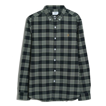 Farah Brewer Organic Check Shirt - Green - S