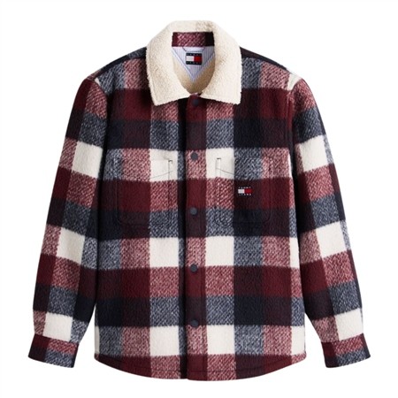 Tommy Jeans Check Teddy Overshirt Jacket - Navy - S