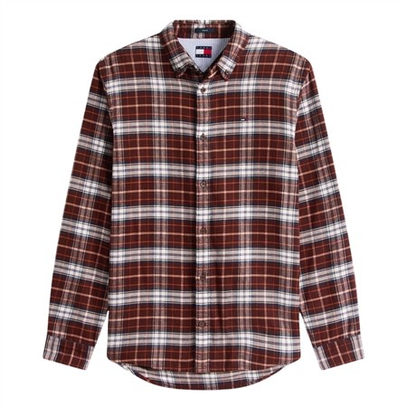 Tommy Jeans Regular Fit Check Flannel Shirt - Brown - L