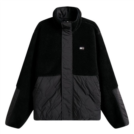 Tommy Jeans Quilted Teddy Relaxed Jacket - Black - XL