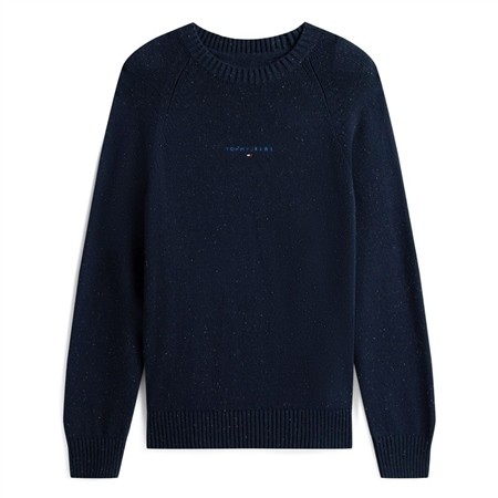 Tommy Jeans Linear Logo Raglan Sleeve Slim Jumper - Navy - L