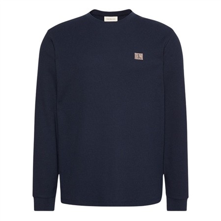 Calvin Klein Jeans Long Sleeve Waffle Badge Crew T-shirt - Navy - XL