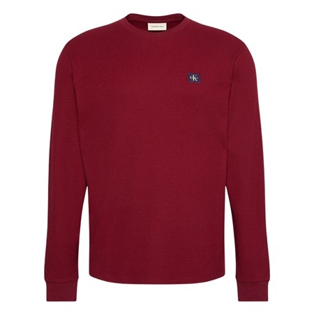 Calvin Klein Jeans Long Sleeve Waffle Badge Crew T-shirt - Red - XL