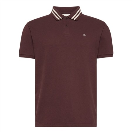 Calvin Klein Jeans Monogram Logo Tipped Classic Polo Shirt - Brown - L
