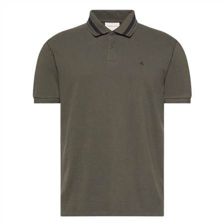 Calvin Klein Jeans Monogram Logo Tipped Classic Polo Shirt - Grey - M
