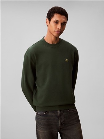 Calvin Klein Jeans Cotton Terry Mono Logo Sweatshirt - Green - XL