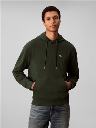 Calvin Klein Jeans Cotton Terry Badge Hoodie - Green - XS