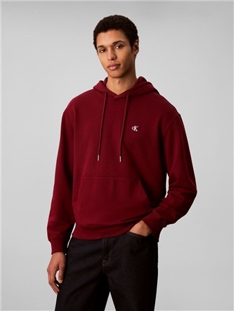 Calvin Klein Jeans Cotton Terry Badge Hoodie - Red - S
