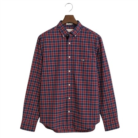 Gant Regular Fit Checked Classic Poplin Shirt - Wine - XL