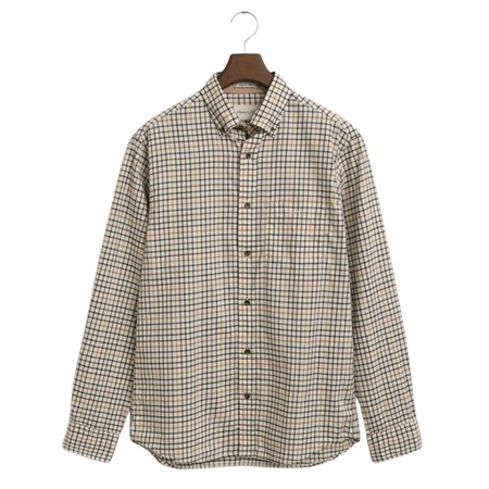 Gant Regular Fit Tattersall Checked Twill Shirt - Brown - XL