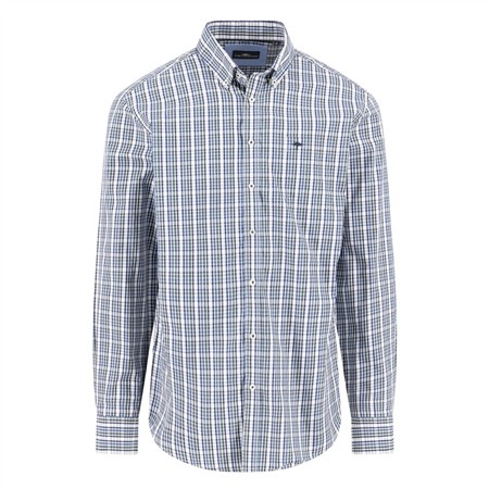 Fynch Hatton Checked Button Down Cotton Shirt - Green - M