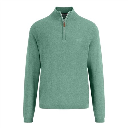 Fynch Hatton Air Cotton 1/4 Zip Knited Sweater - Green - XL