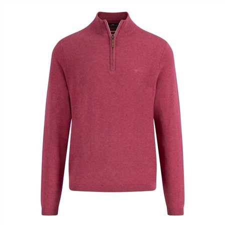 Fynch Hatton Air Cotton 1/4 Zip Knited Sweater - Wine - L