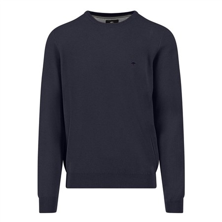 Fynch Hatton Fine Cotton Crew Neck Sweater - Navy - L