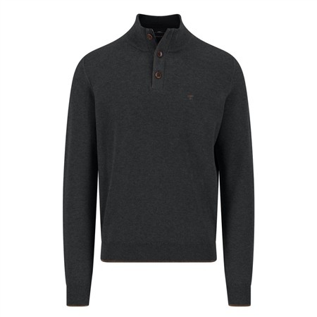Fynch Hatton Troyer Button Cotton Sweater - Black - L