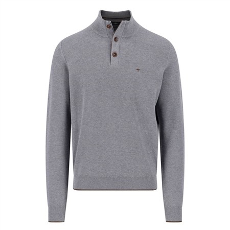 Fynch Hatton Troyer Button Cotton Sweater - Grey - 2XL